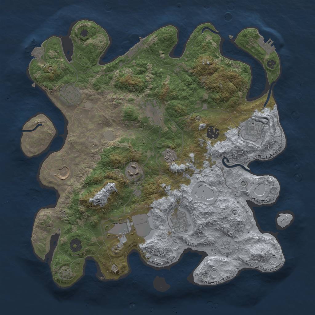 Rust Map: Procedural Map, Size: 3650, Seed: 61928330, 17 Monuments