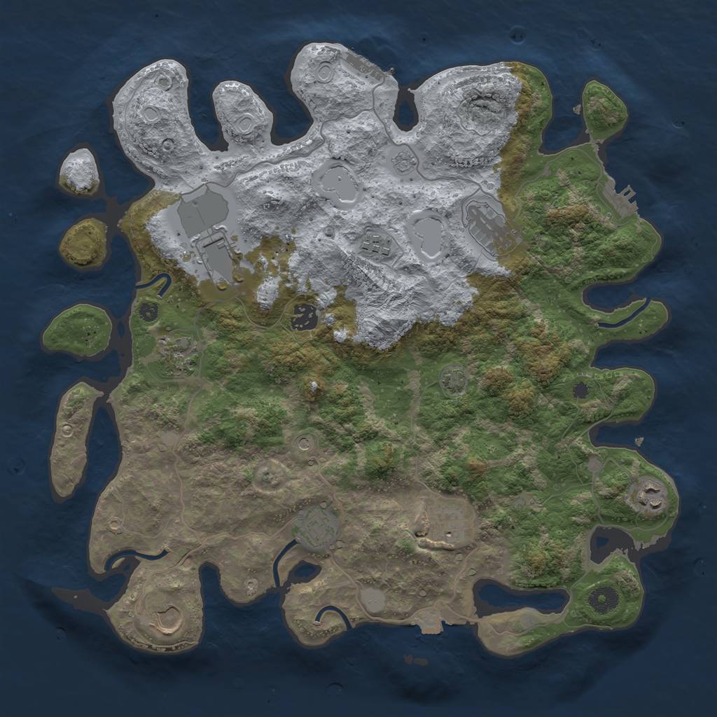 Rust Map: Procedural Map, Size: 3850, Seed: 78844511, 17 Monuments