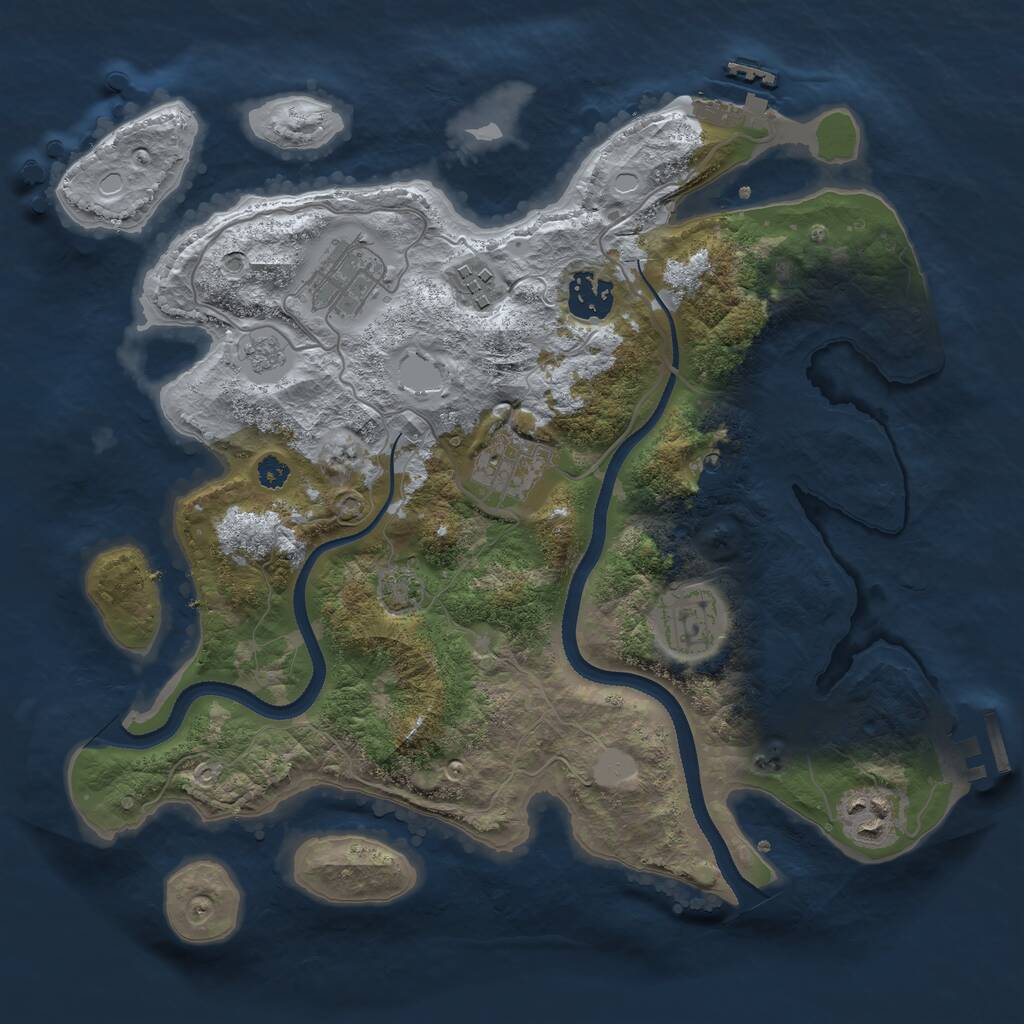 Rust Map: Procedural Map, Size: 3250, Seed: 143166814, 12 Monuments