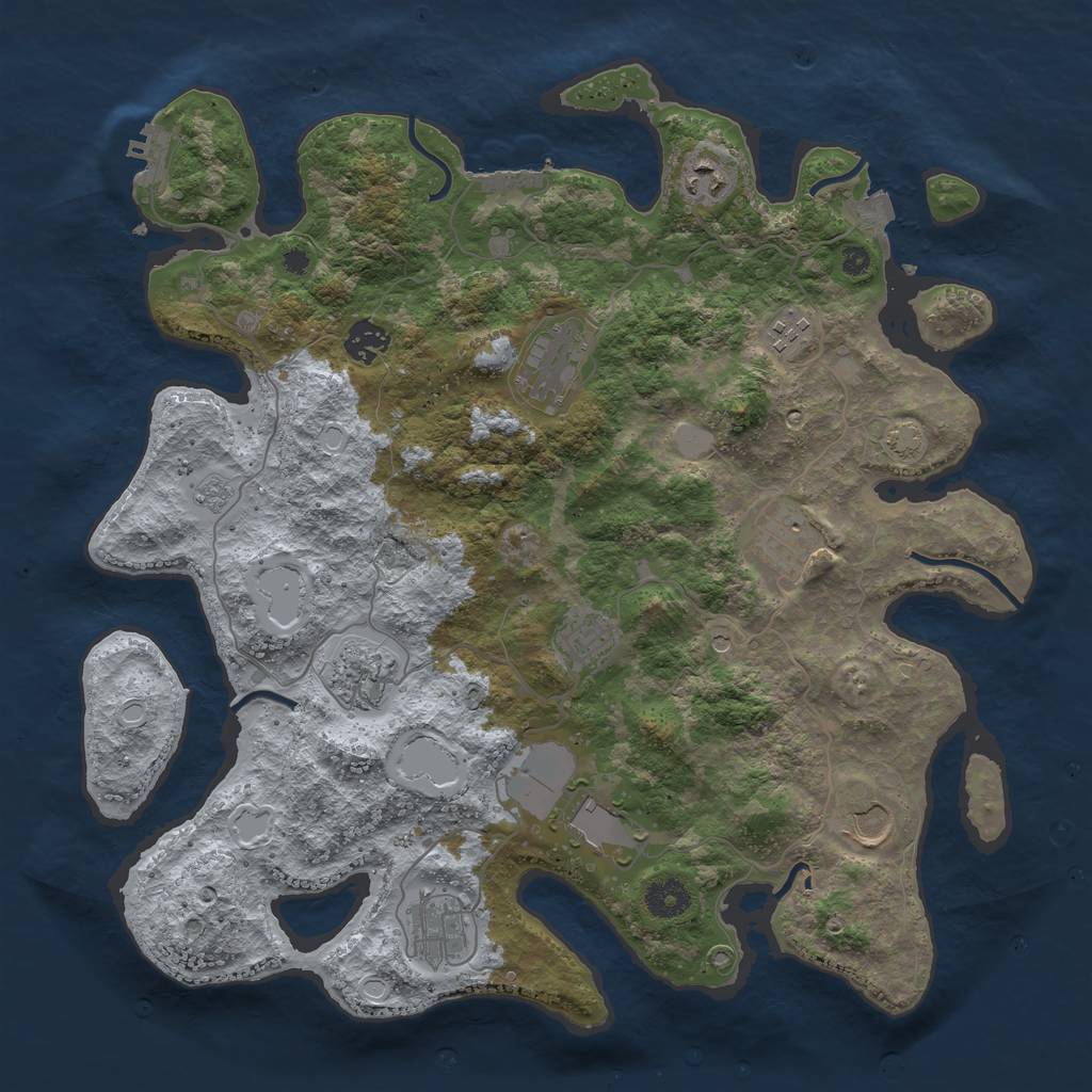 Rust Map: Procedural Map, Size: 3850, Seed: 65884211, 18 Monuments