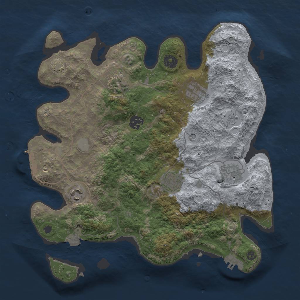Rust Map: Procedural Map, Size: 3250, Seed: 1016793771, 14 Monuments