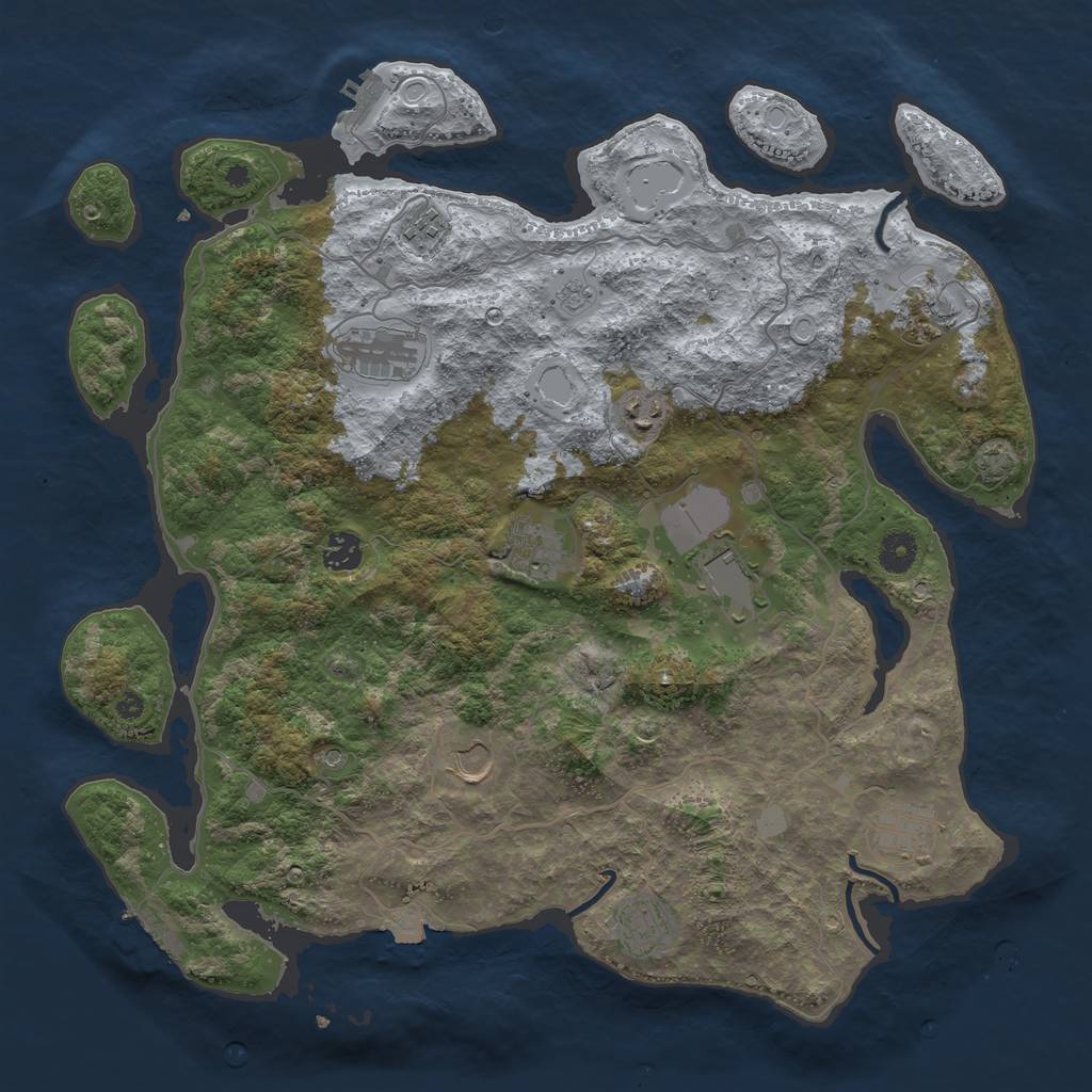 Rust Map: Procedural Map, Size: 4100, Seed: 24270655, 18 Monuments