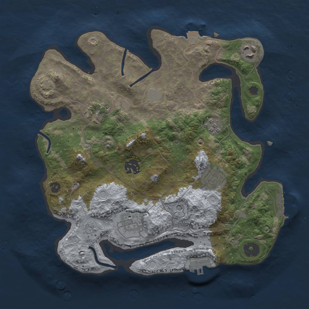 Rust Map: Procedural Map, Size: 3000, Seed: 1911946373, 14 Monuments
