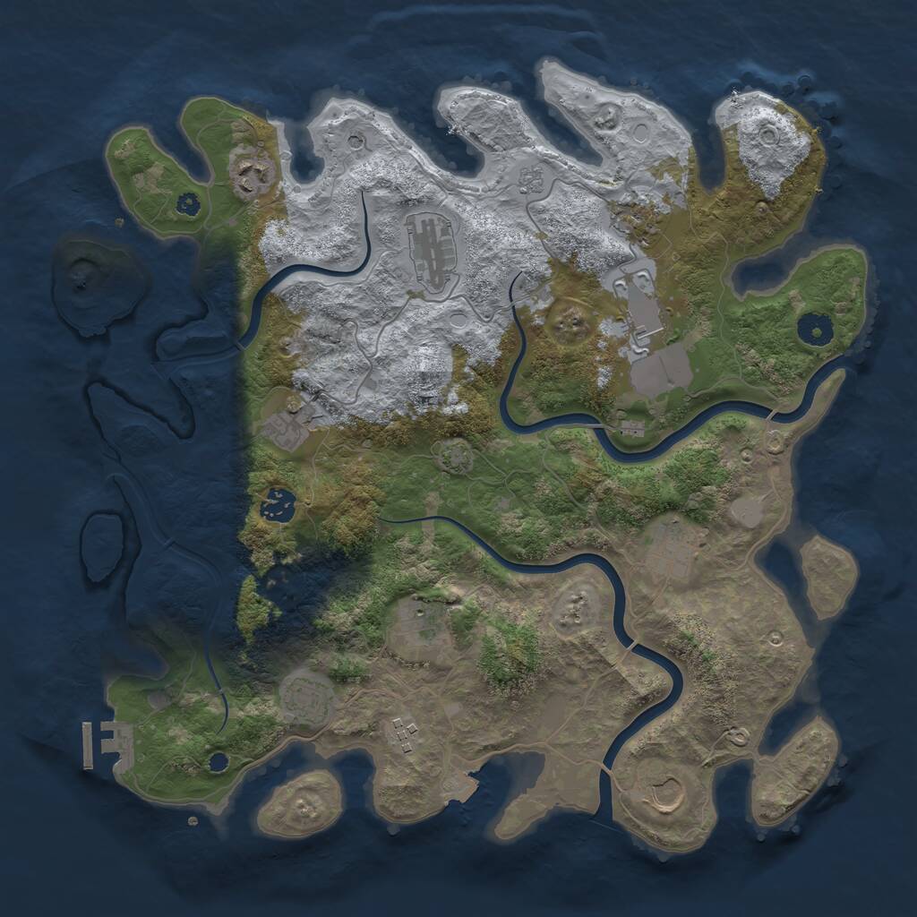 Rust Map: Procedural Map, Size: 3900, Seed: 50423576, 16 Monuments
