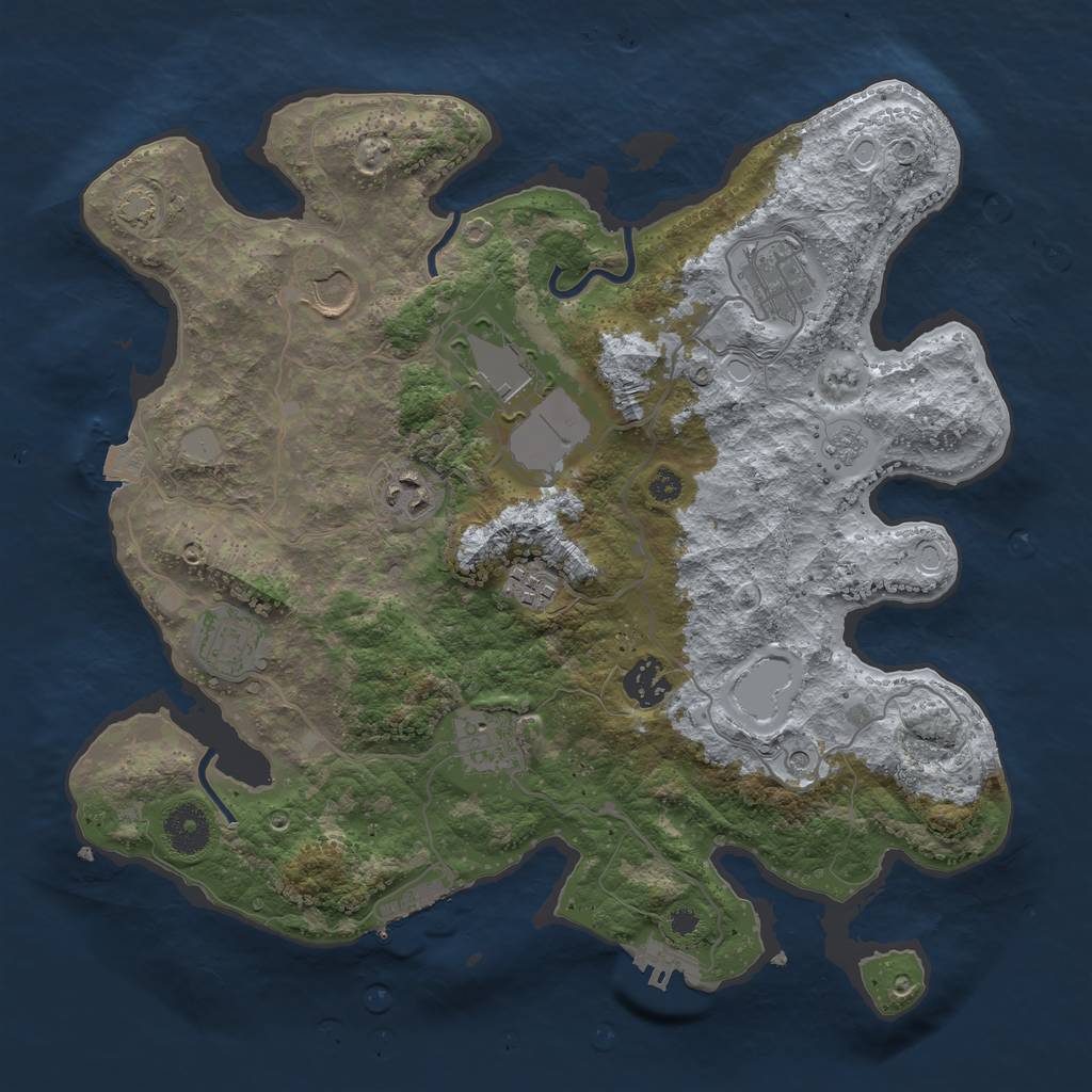 Rust Map: Procedural Map, Size: 3500, Seed: 17434238, 16 Monuments