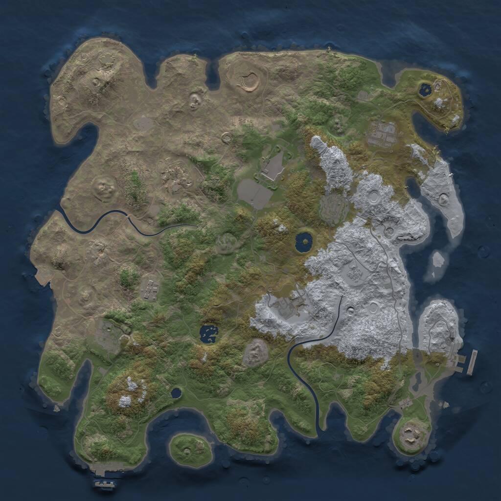 Rust Map: Procedural Map, Size: 3950, Seed: 38956903, 16 Monuments