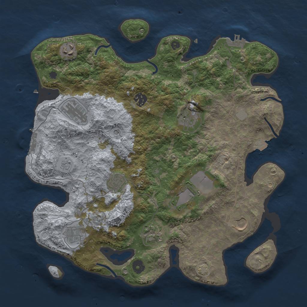 Rust Map: Procedural Map, Size: 3550, Seed: 87508350, 17 Monuments