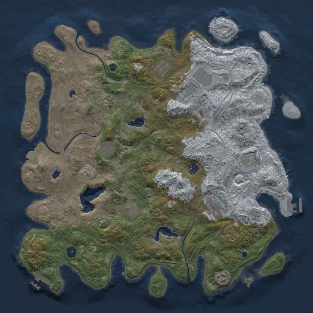 Rust Map: Procedural Map, Size: 4500, Seed: 926260580, 16 Monuments