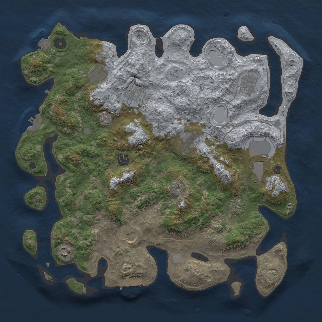 Rust Map: Procedural Map, Size: 3950, Seed: 19276831, 18 Monuments