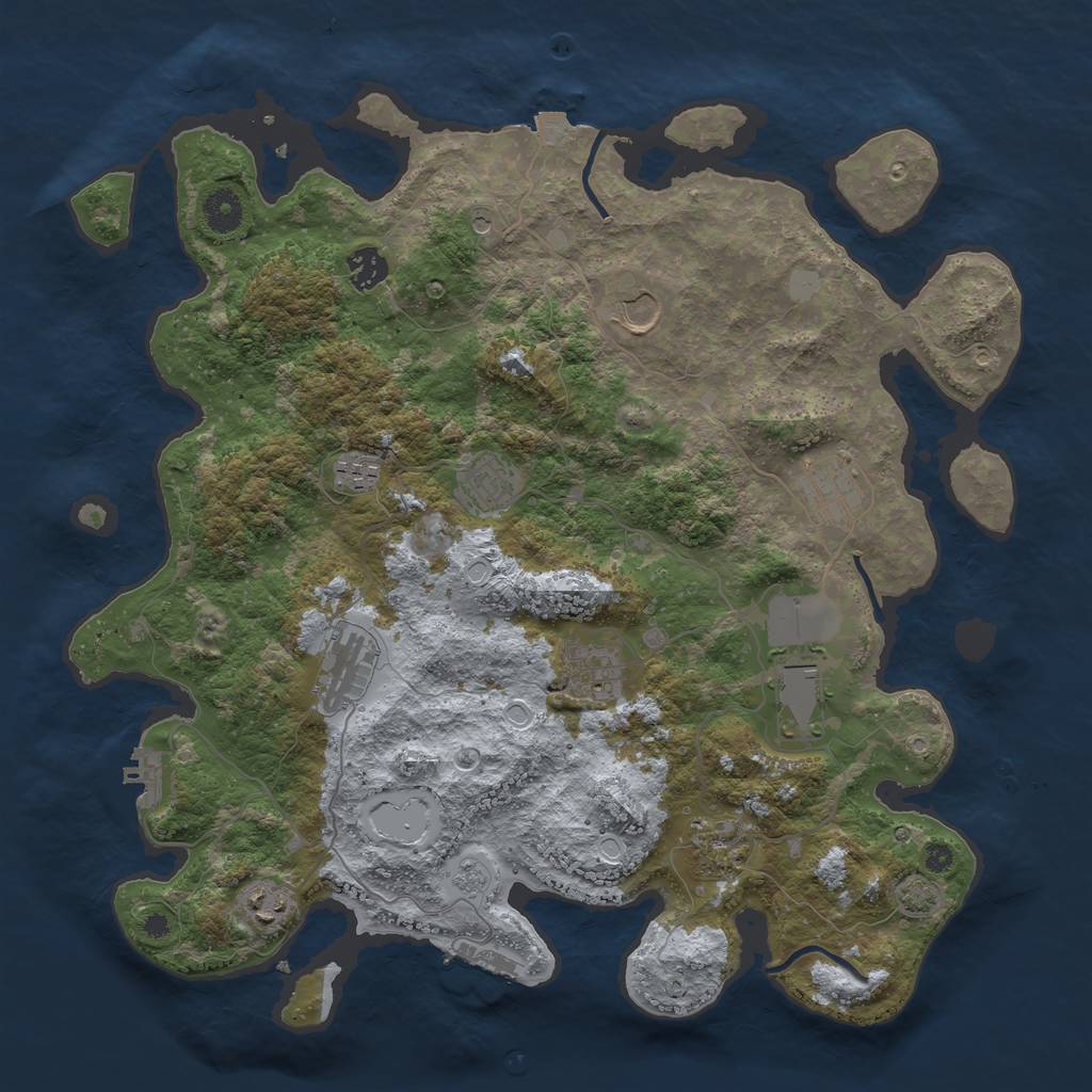 Rust Map: Procedural Map, Size: 3950, Seed: 12952948, 18 Monuments