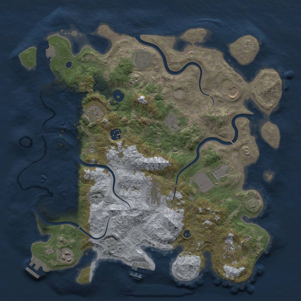 Rust Map: Procedural Map, Size: 3950, Seed: 12952948, 16 Monuments