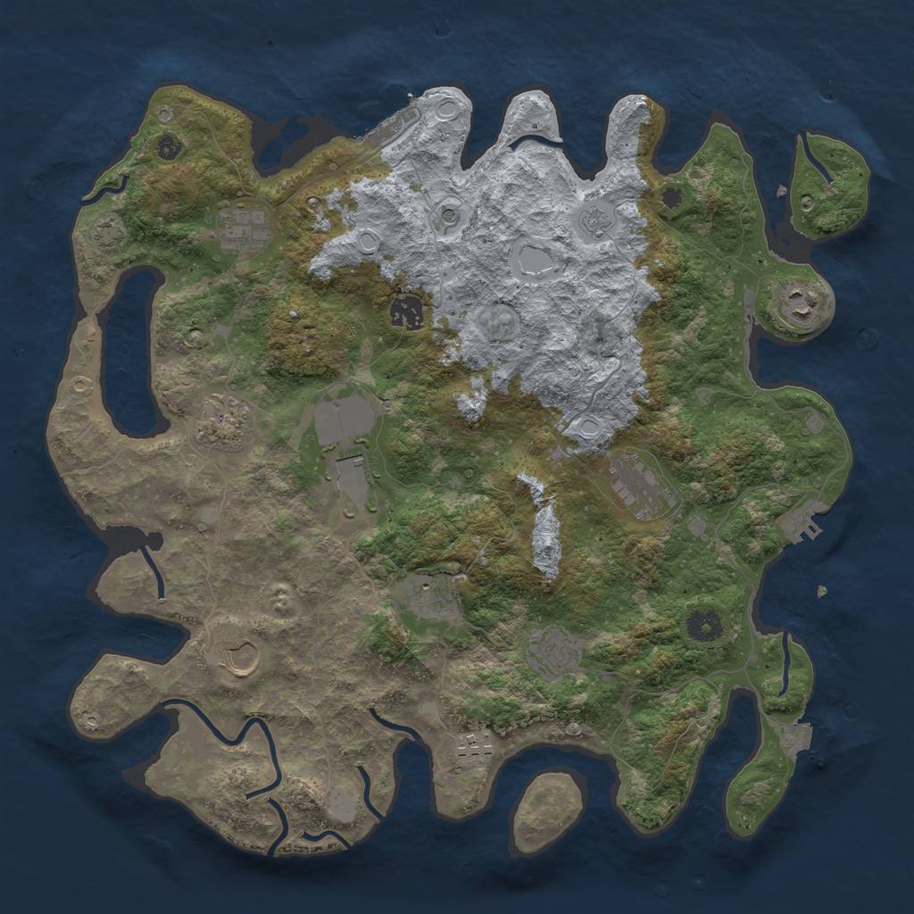 Rust Map: Procedural Map, Size: 3950, Seed: 6049594, 18 Monuments