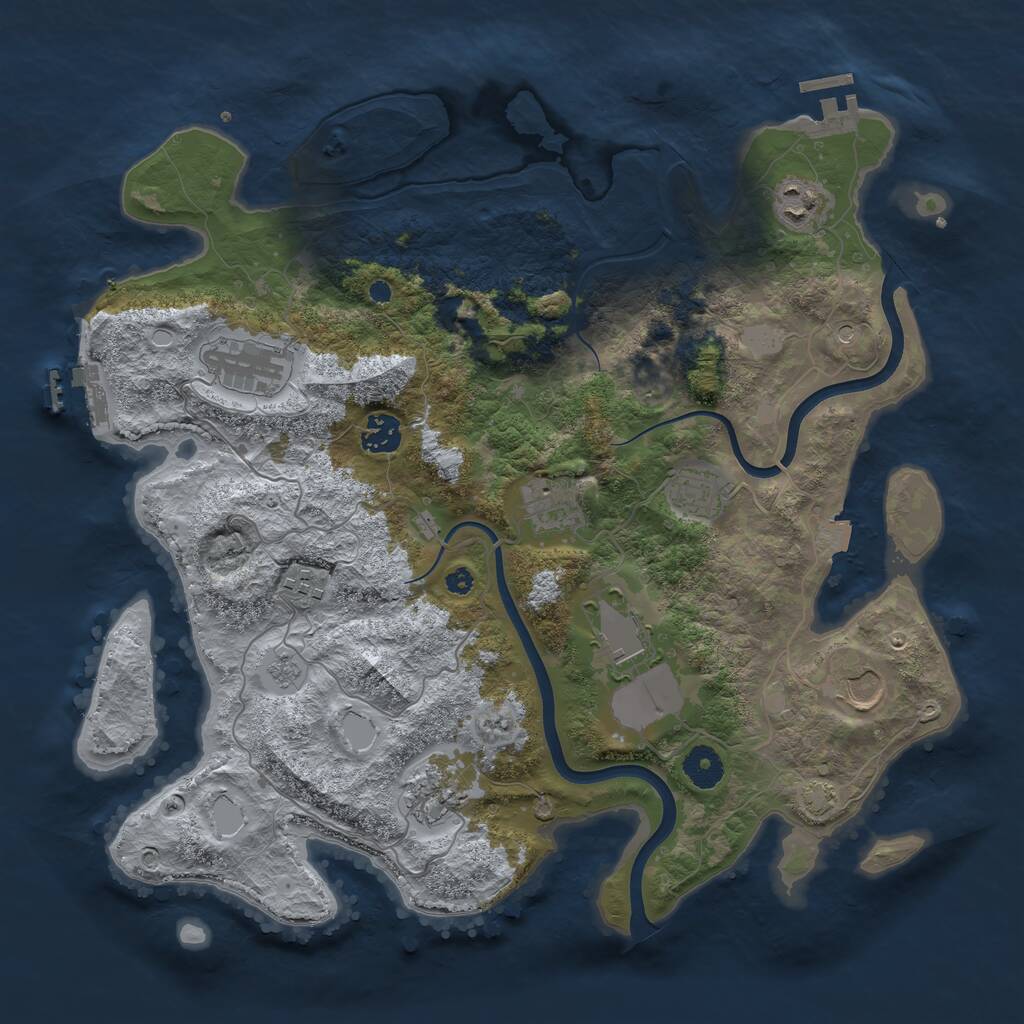 Rust Map: Procedural Map, Size: 3800, Seed: 41510624, 15 Monuments