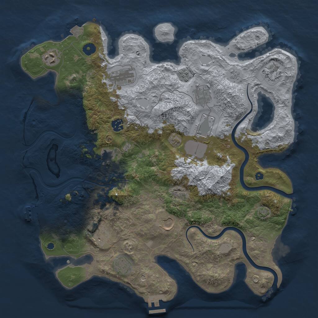 Rust Map: Procedural Map, Size: 3850, Seed: 20131191, 17 Monuments