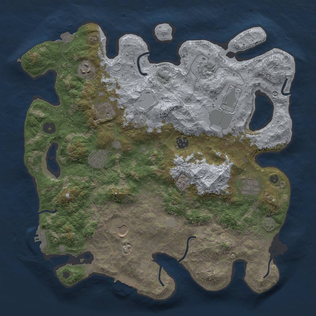 Rust Map: Procedural Map, Size: 3850, Seed: 20131191, 17 Monuments