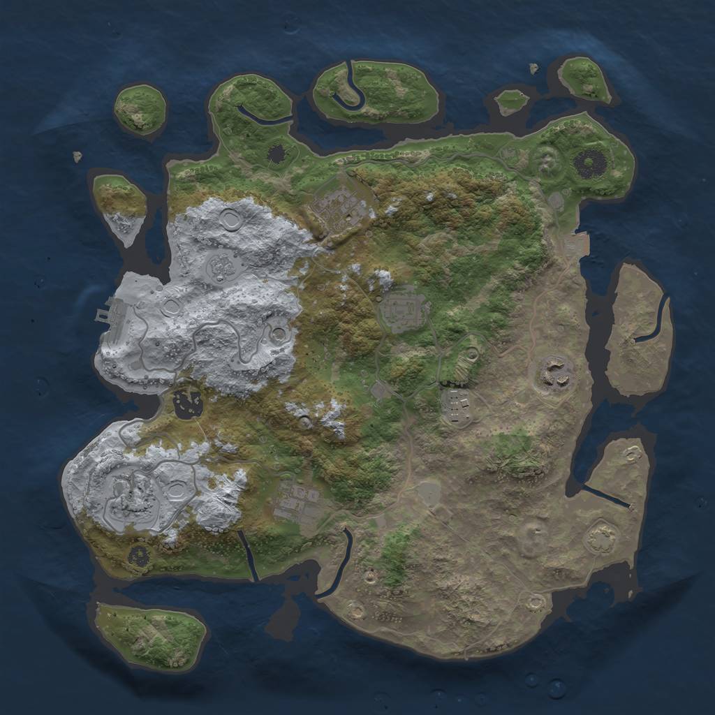 Rust Map: Procedural Map, Size: 3450, Seed: 32417767, 14 Monuments