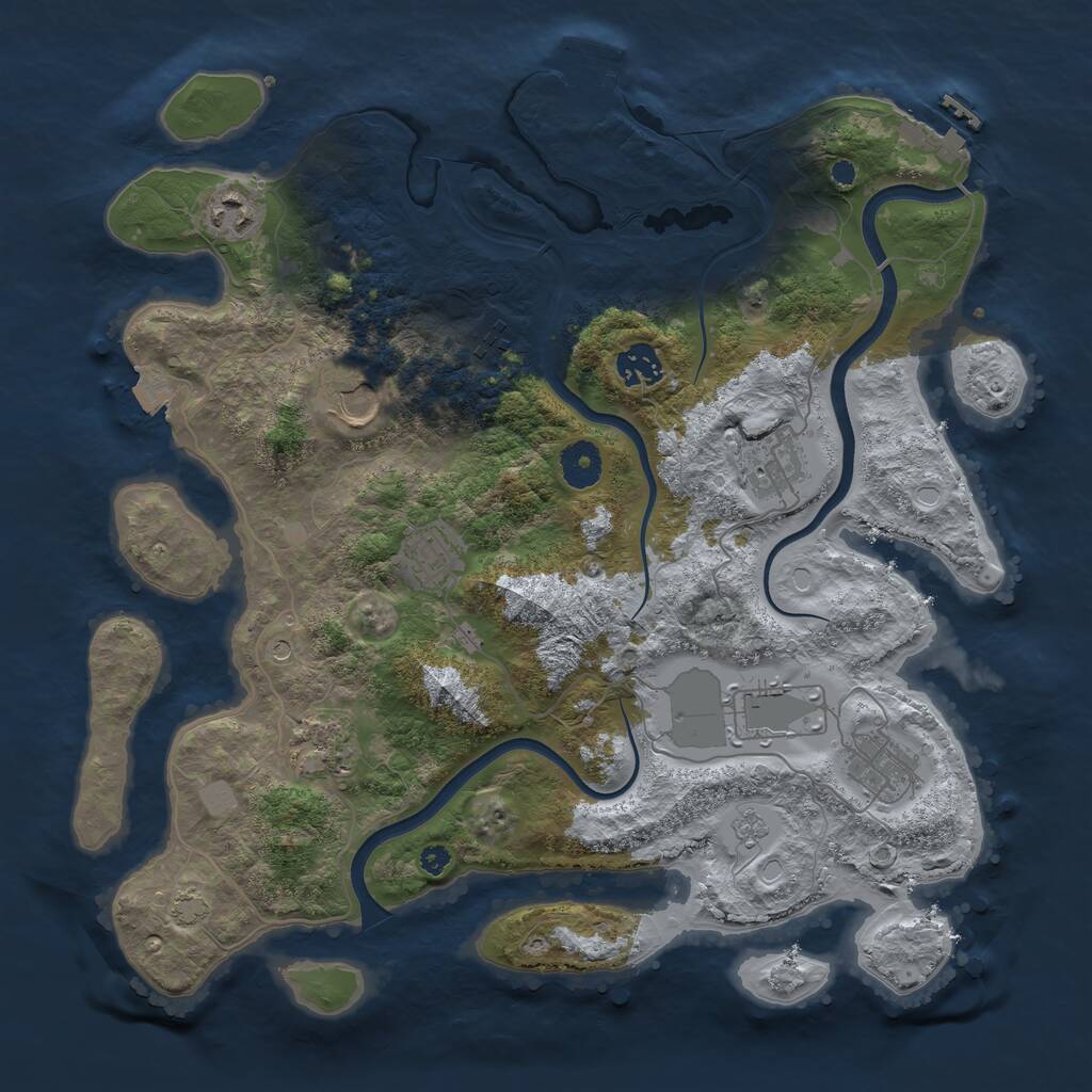 Rust Map: Procedural Map, Size: 3700, Seed: 87722115, 15 Monuments