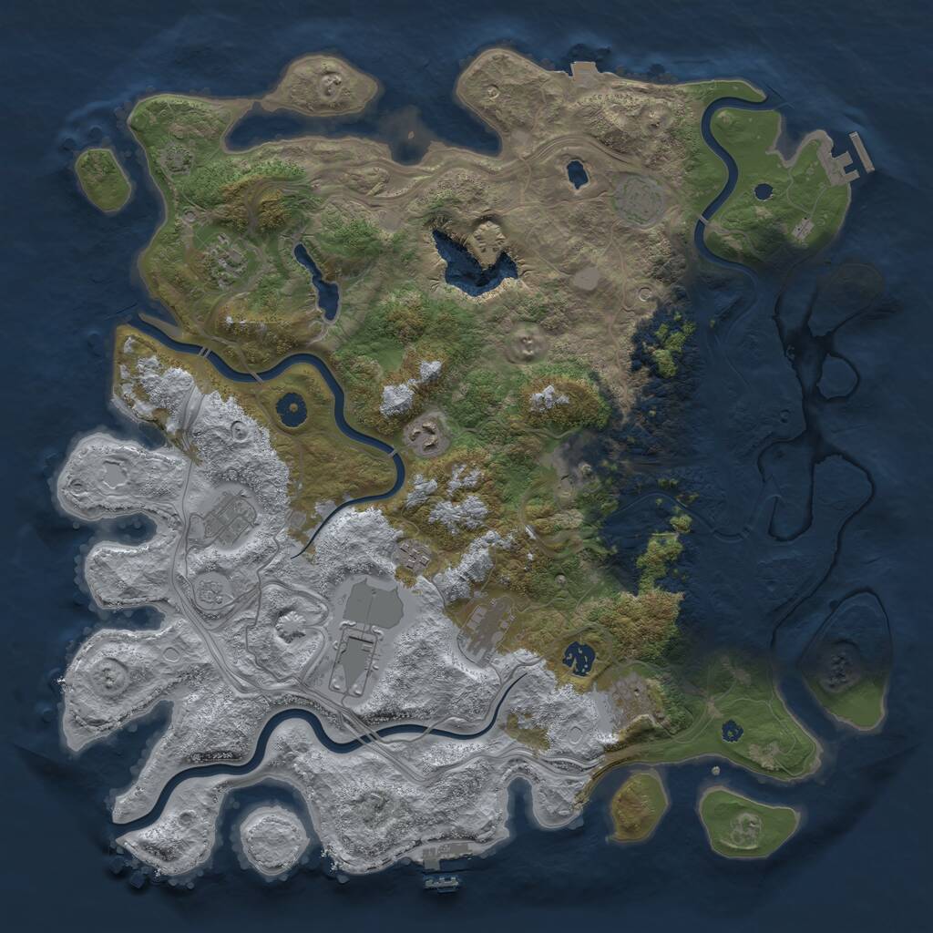 Rust Map: Procedural Map, Size: 4400, Seed: 93812868, 16 Monuments