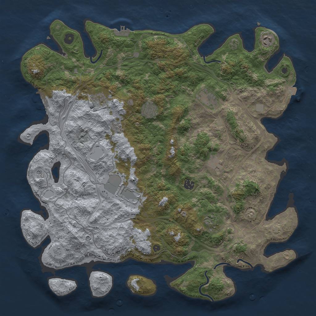Rust Map: Procedural Map, Size: 4500, Seed: 376181576, 17 Monuments