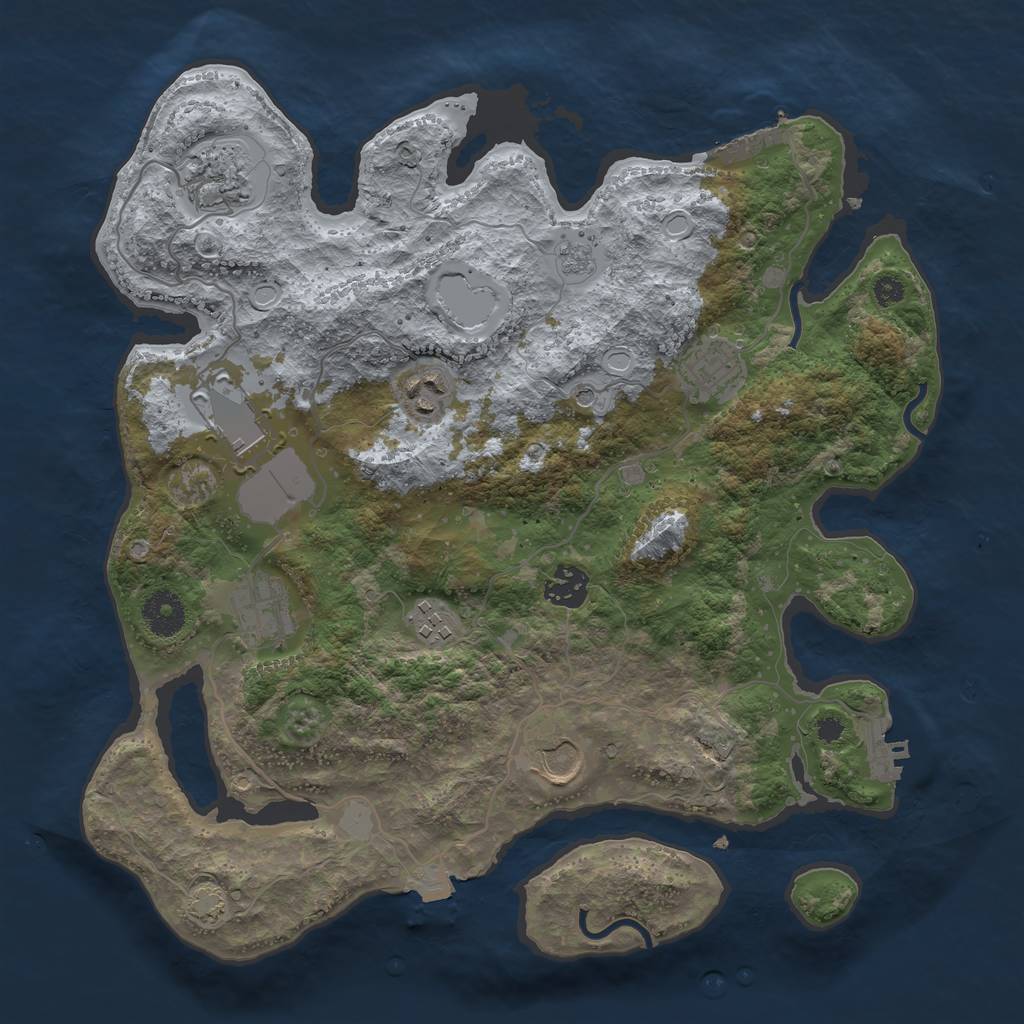 Rust Map: Procedural Map, Size: 3500, Seed: 697526197, 16 Monuments