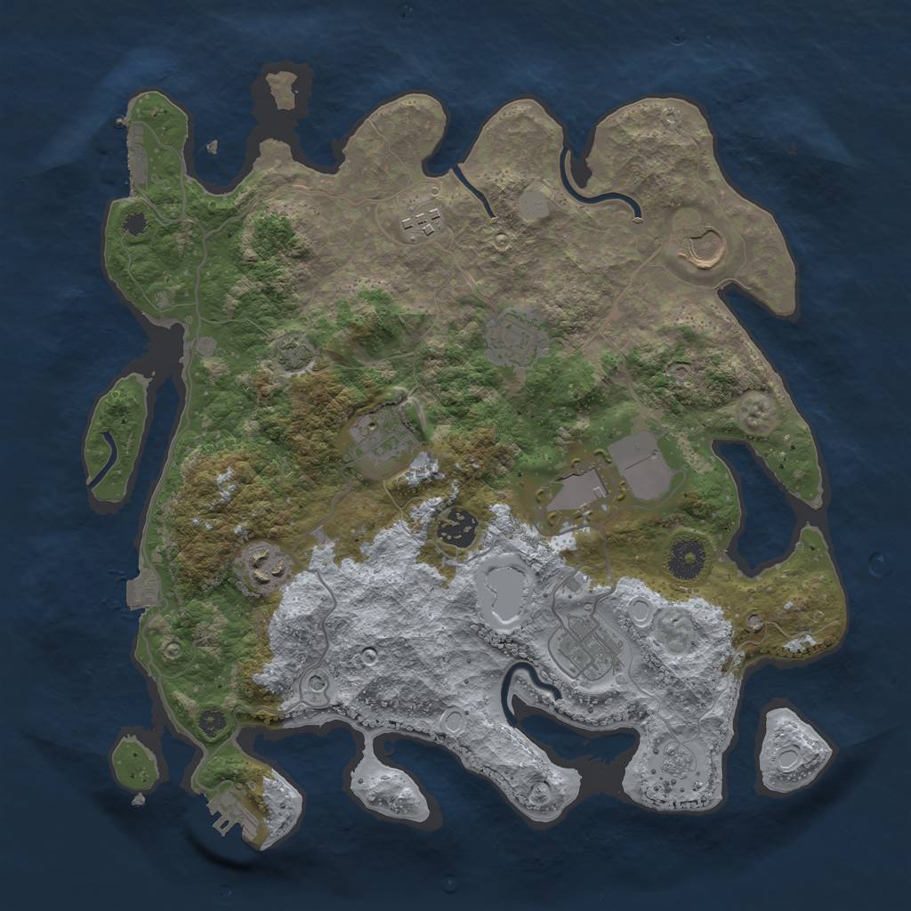 Rust Map: Procedural Map, Size: 3500, Seed: 1030298287, 16 Monuments