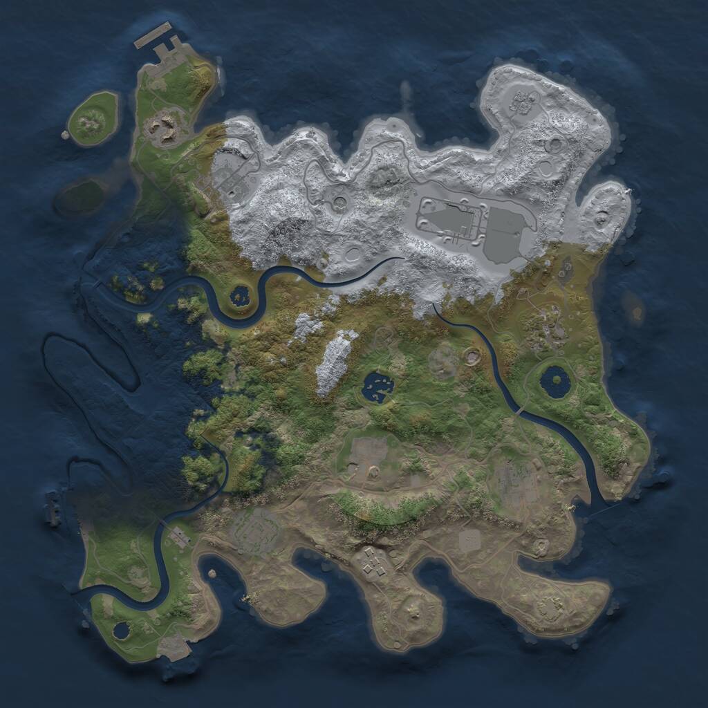 Rust Map: Procedural Map, Size: 3500, Seed: 808259474, 15 Monuments