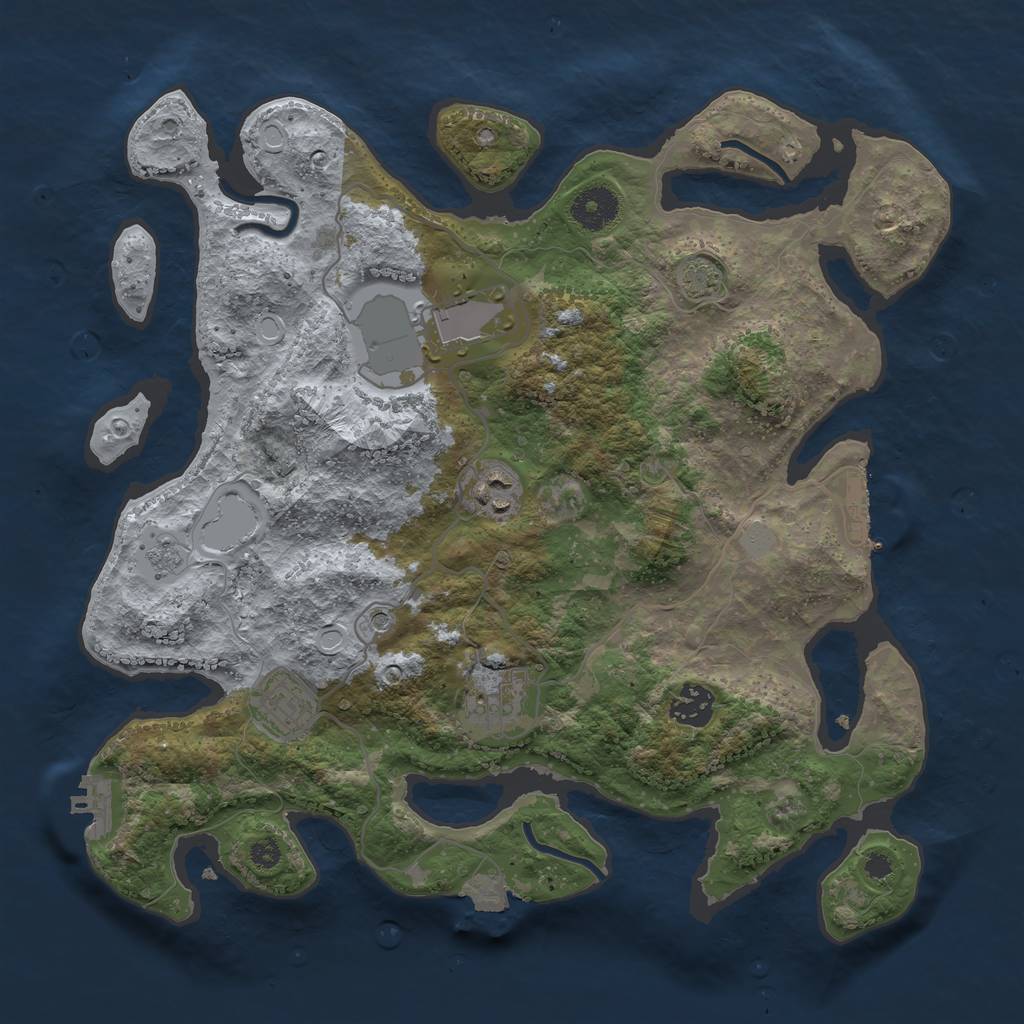 Rust Map: Procedural Map, Size: 3500, Seed: 28873271, 13 Monuments