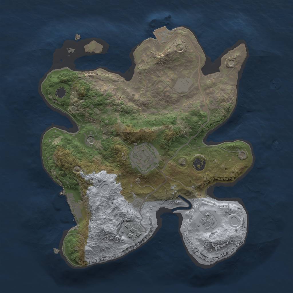 Rust Map: Procedural Map, Size: 2400, Seed: 1629812016, 8 Monuments