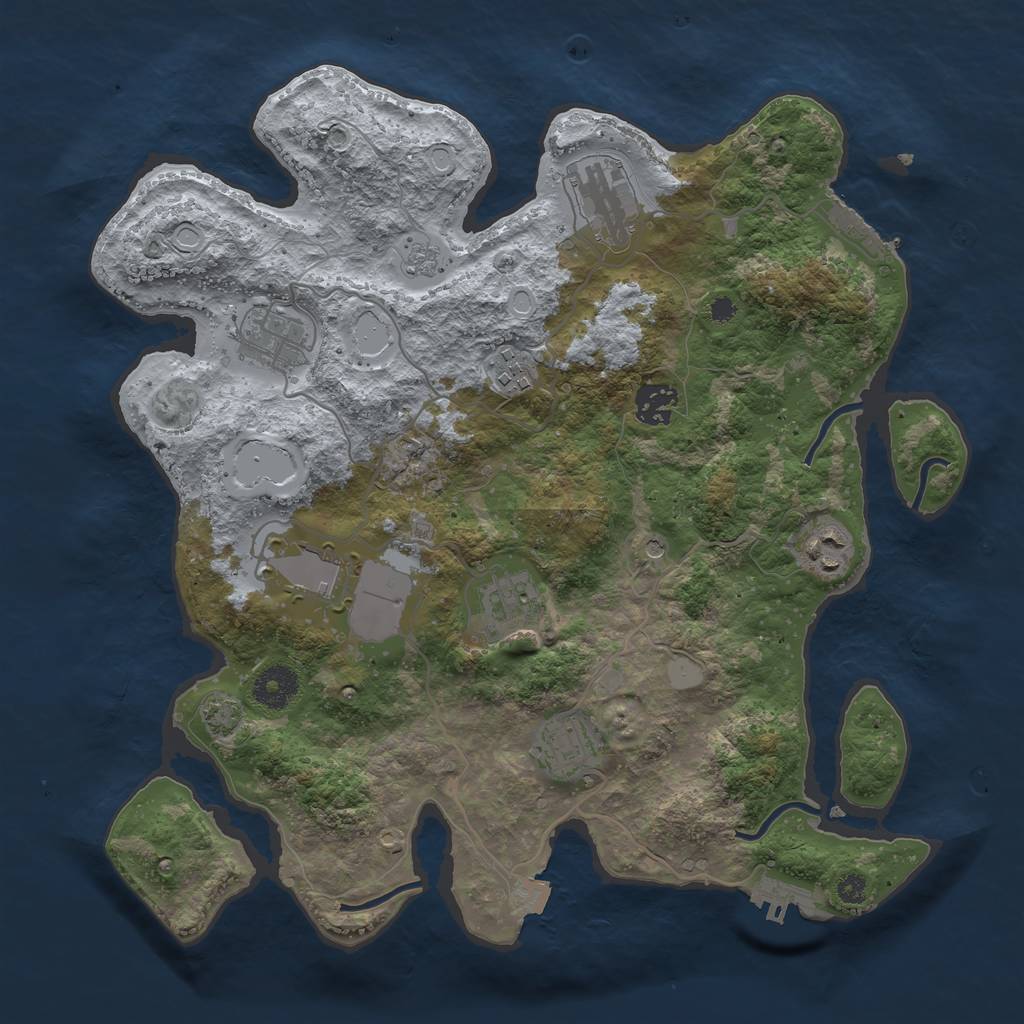 Rust Map: Procedural Map, Size: 3500, Seed: 24158068, 16 Monuments