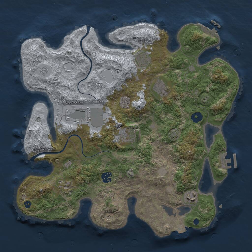 Rust Map: Procedural Map, Size: 3500, Seed: 1239259638, 14 Monuments
