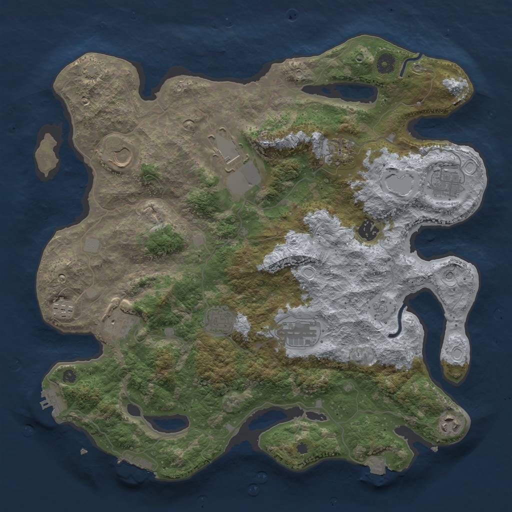 Rust Map: Procedural Map, Size: 3900, Seed: 24265327, 18 Monuments