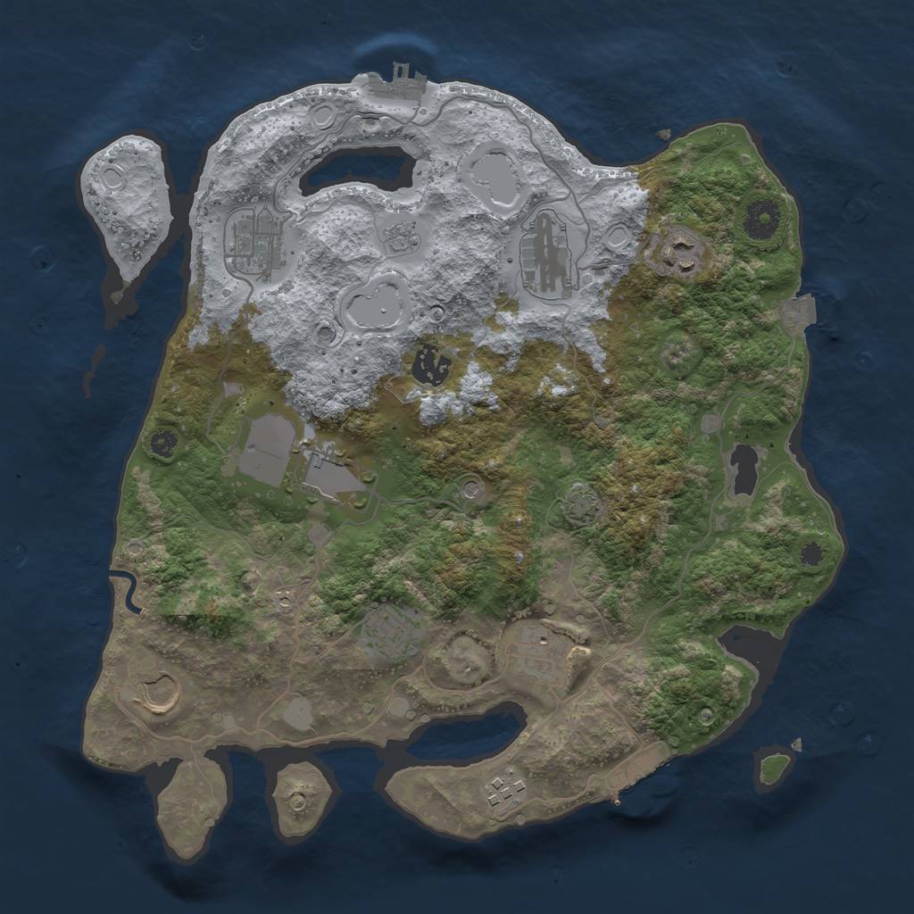 Rust Map: Procedural Map, Size: 3500, Seed: 133732, 17 Monuments