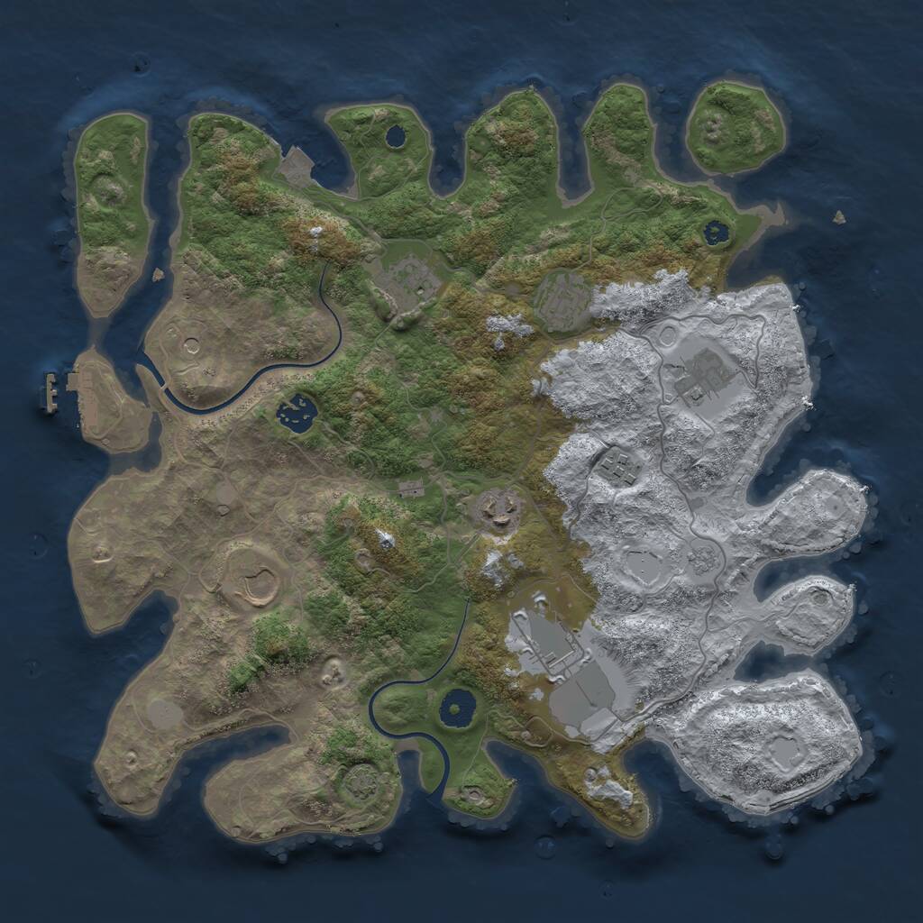 Rust Map: Procedural Map, Size: 3700, Seed: 307829480, 13 Monuments