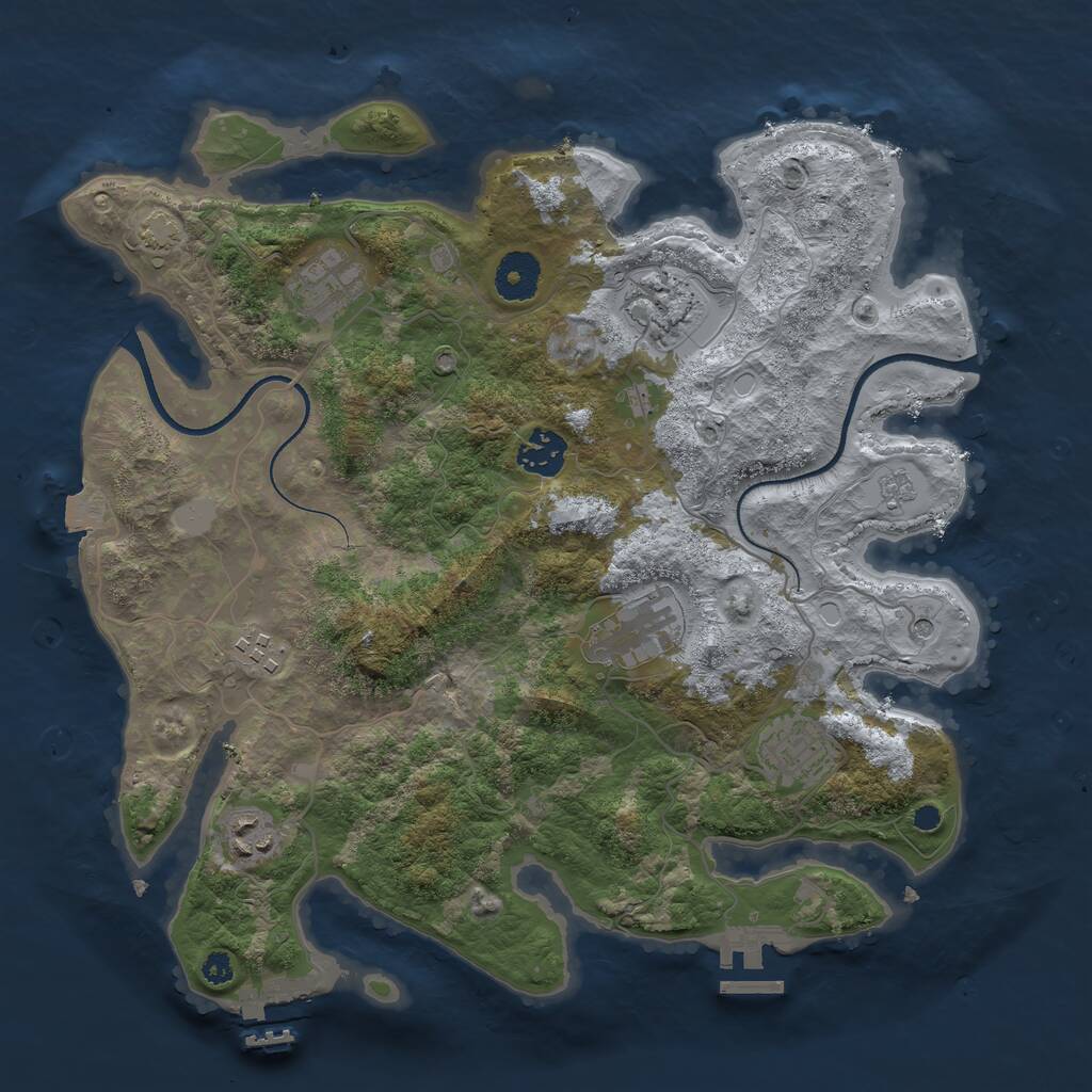 Rust Map: Procedural Map, Size: 3450, Seed: 3854763, 13 Monuments
