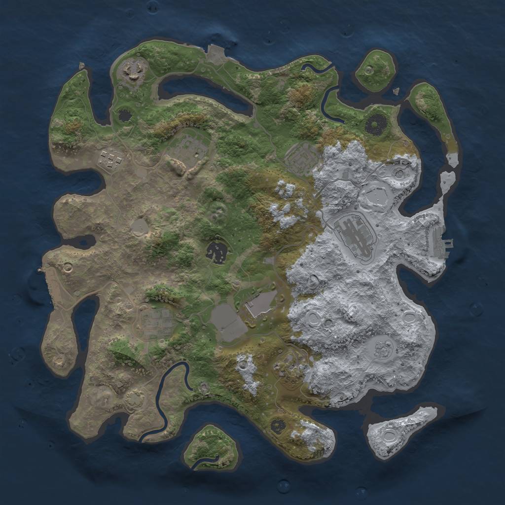 Rust Map: Procedural Map, Size: 3500, Seed: 1683476101, 17 Monuments