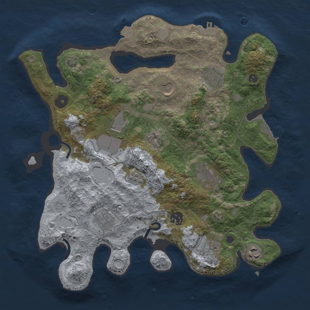 Rust Map: Procedural Map, Size: 3500, Seed: 121133895, 17 Monuments