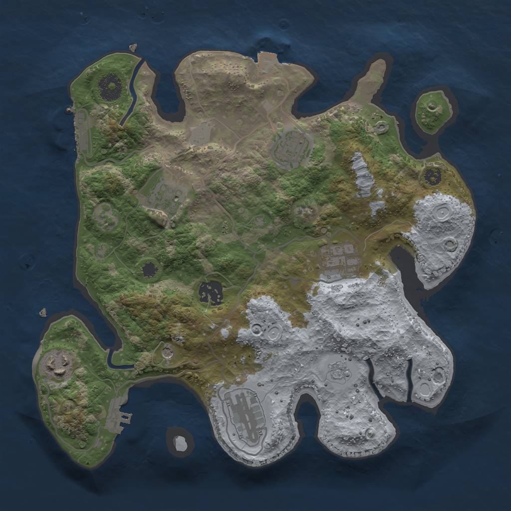 Rust Map: Procedural Map, Size: 3000, Seed: 108571905, 13 Monuments
