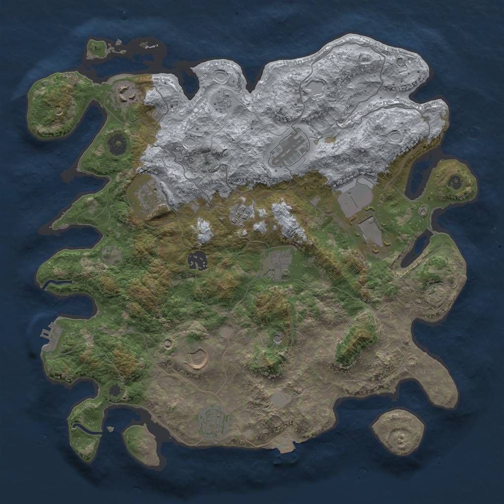 Rust Map: Procedural Map, Size: 3750, Seed: 1345394550, 16 Monuments