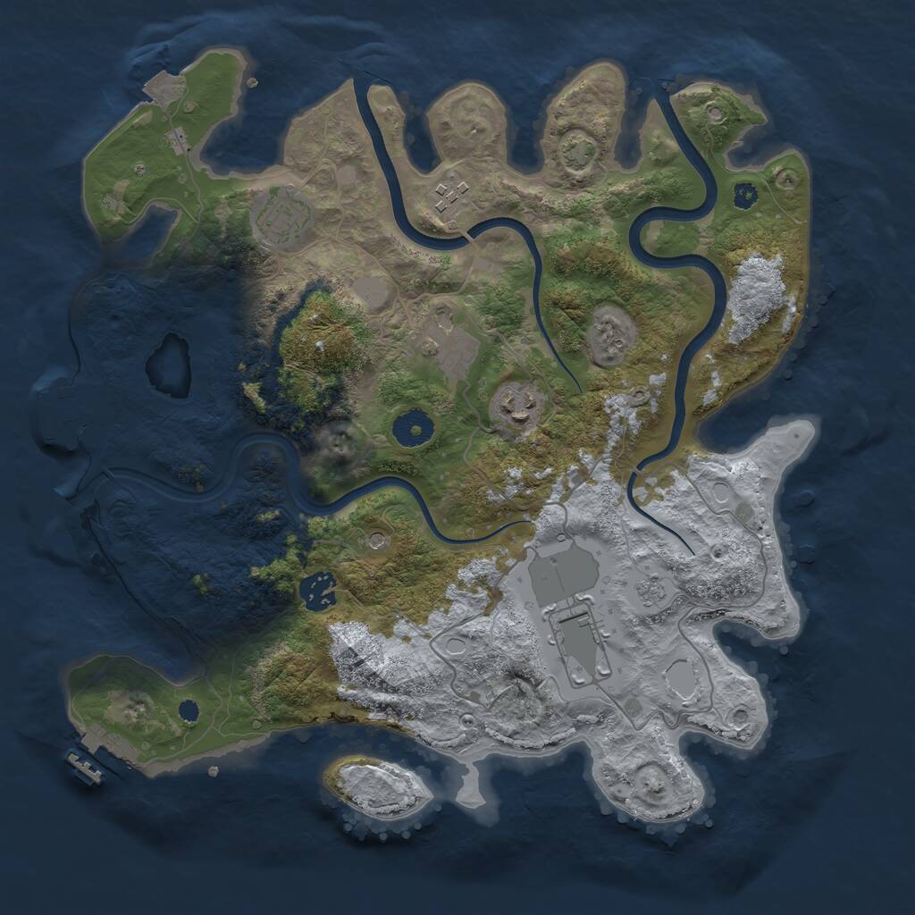 Rust Map: Procedural Map, Size: 3550, Seed: 4097576, 12 Monuments