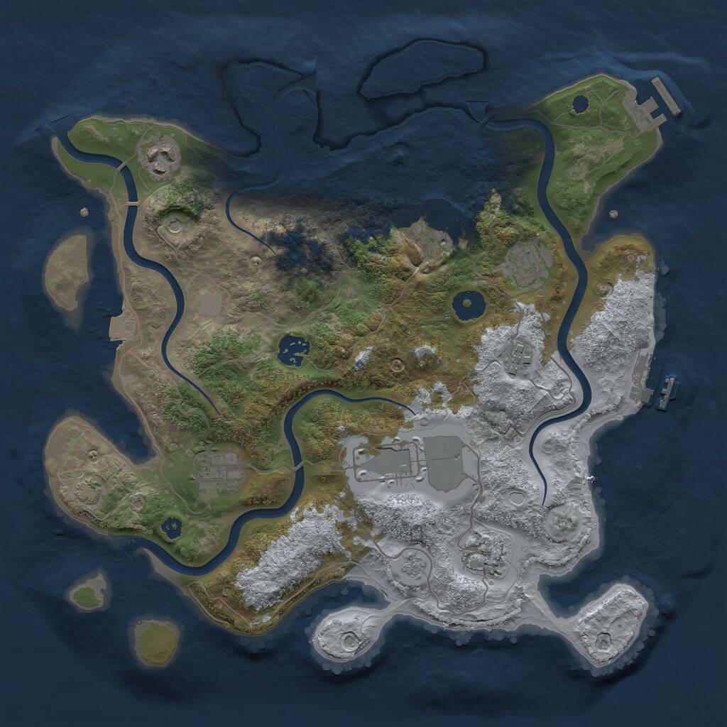 Rust Map: Procedural Map, Size: 3500, Seed: 1038571, 14 Monuments