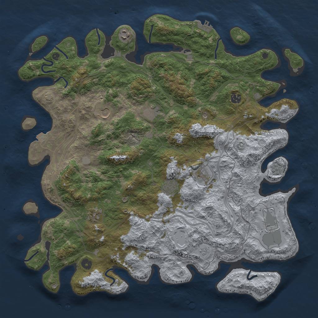 Rust Map: Procedural Map, Size: 4500, Seed: 581161042, 16 Monuments