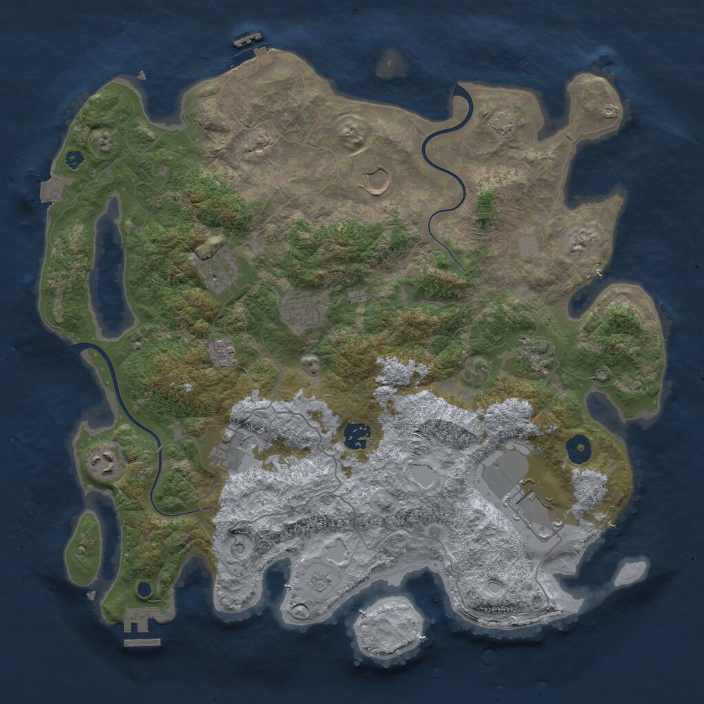 Rust Map: Procedural Map, Size: 3900, Seed: 40333804, 15 Monuments