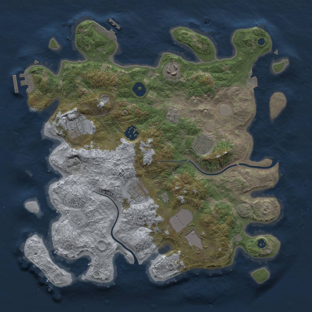 Rust Map: Procedural Map, Size: 3500, Seed: 74813742, 13 Monuments