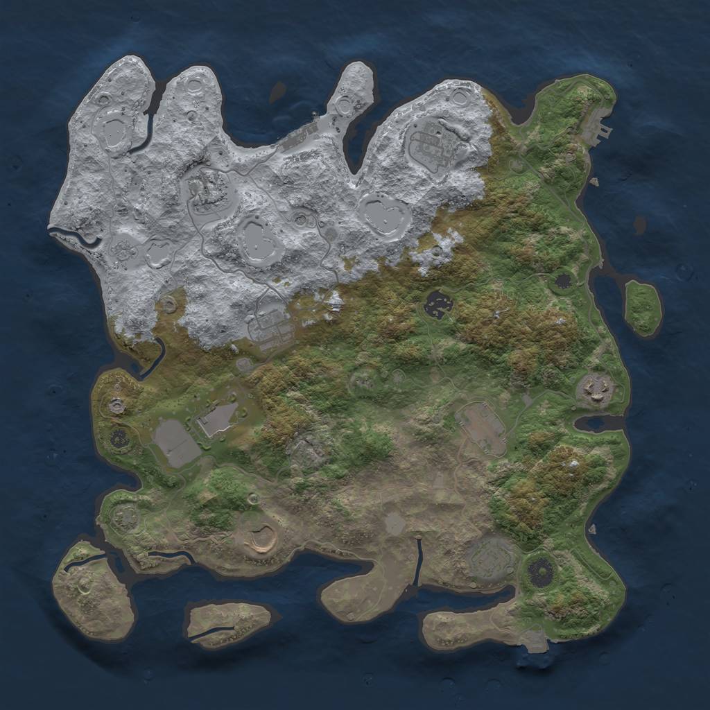 Rust Map: Procedural Map, Size: 3900, Seed: 5884777, 17 Monuments