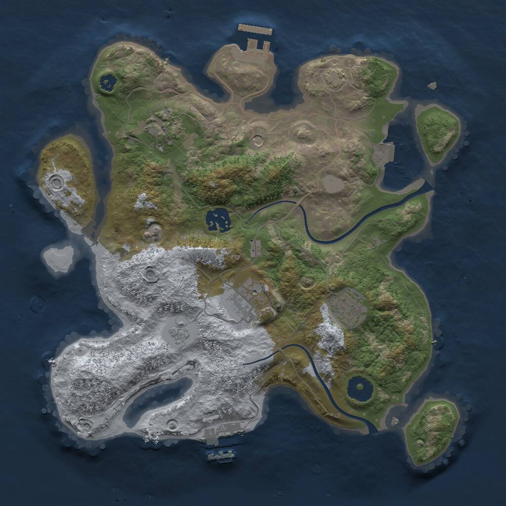 Rust Map: Procedural Map, Size: 3000, Seed: 1647582, 10 Monuments