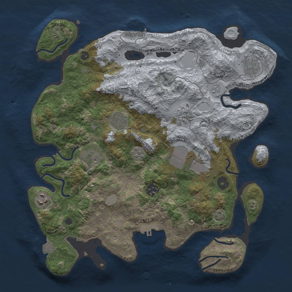 Rust Map: Procedural Map, Size: 3500, Seed: 1729350276, 16 Monuments