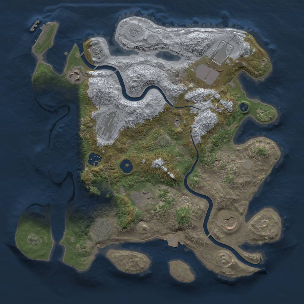 Rust Map: Procedural Map, Size: 3500, Seed: 959671270, 14 Monuments