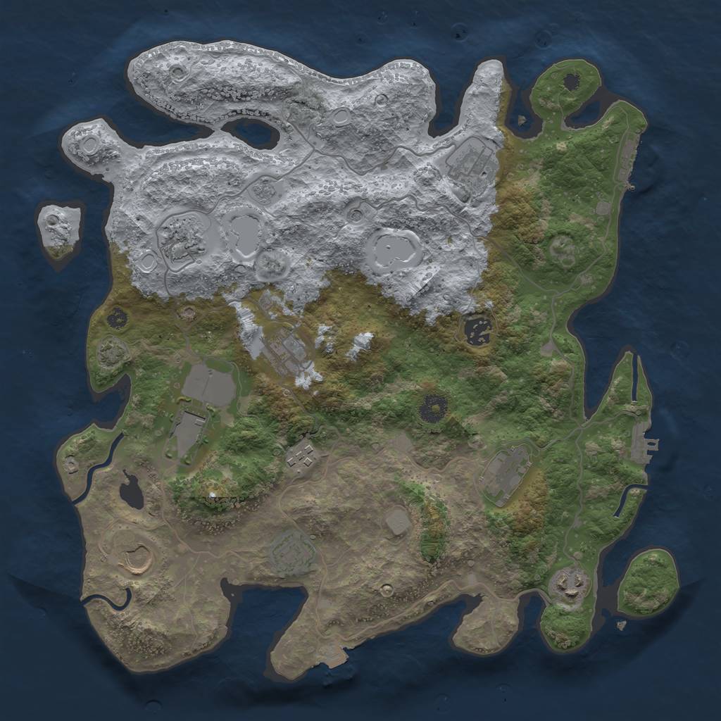 Rust Map: Procedural Map, Size: 3750, Seed: 11171573, 18 Monuments