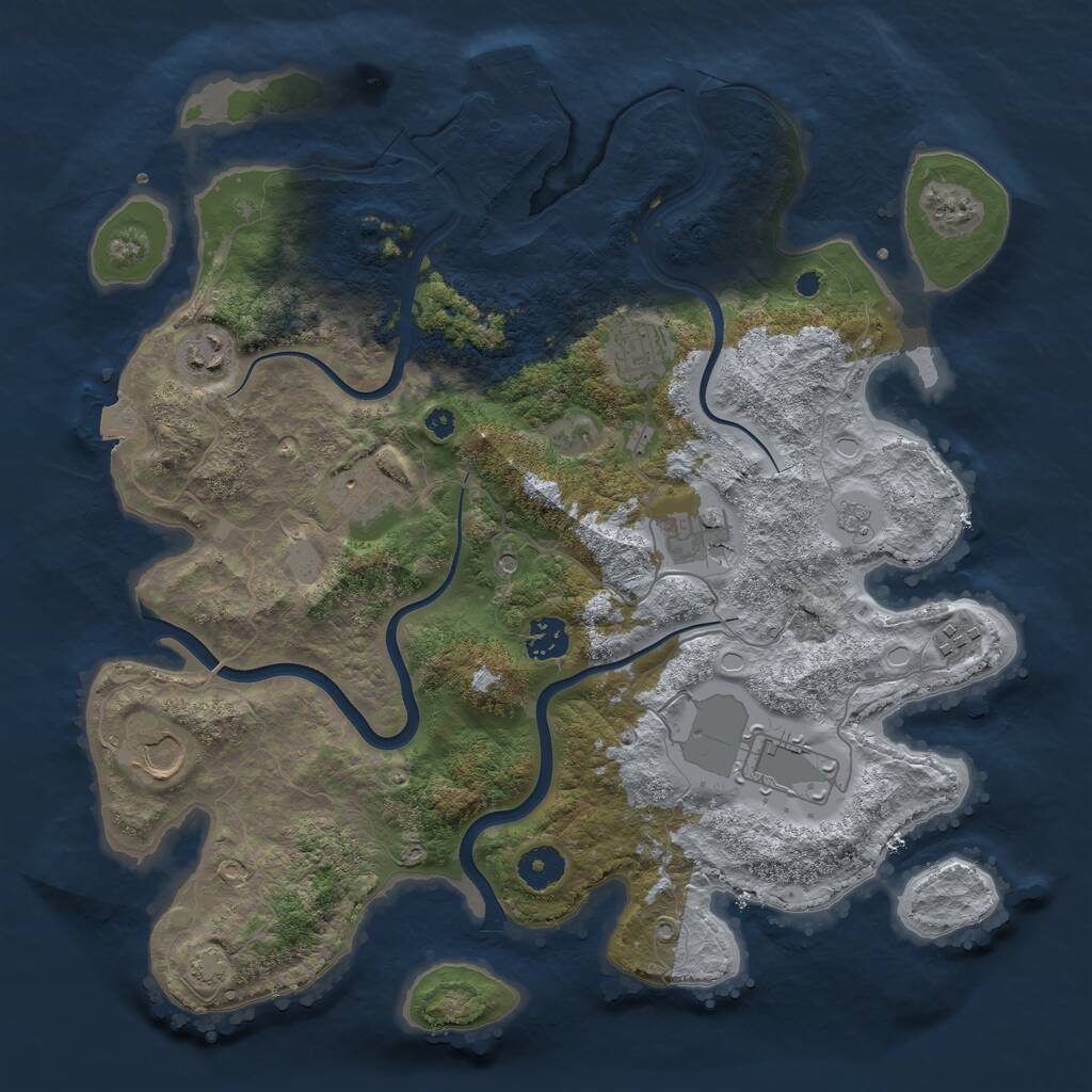 Rust Map: Procedural Map, Size: 3750, Seed: 76010832, 13 Monuments