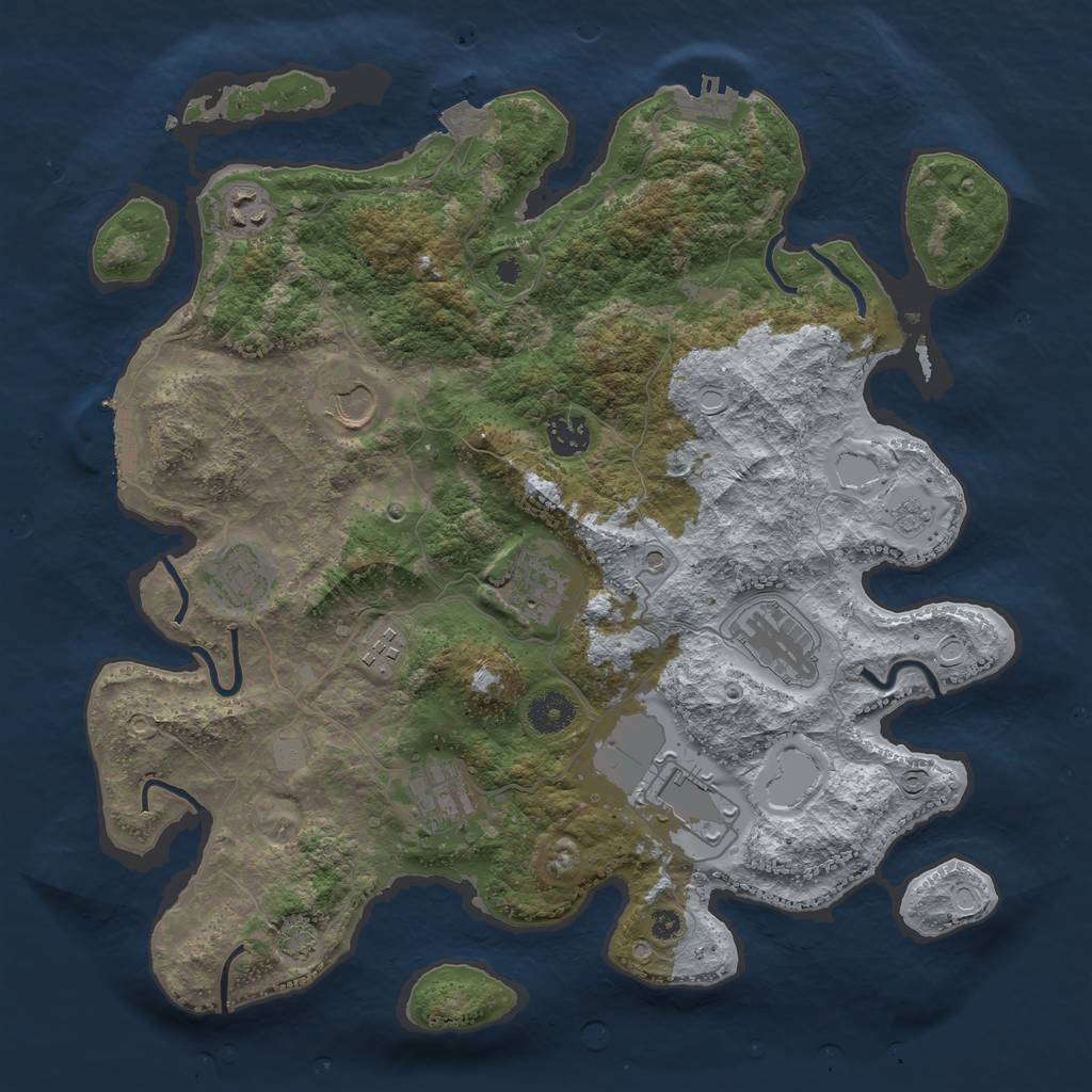 Rust Map: Procedural Map, Size: 3750, Seed: 76010832, 17 Monuments